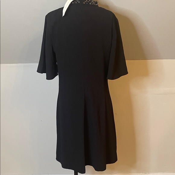 Ann Taylor Size 12 Beaded Neck Cutout Dress Black Flutter Sleeves Cocktail - Picture 8 of 13